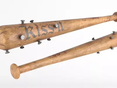 Nail baseball bat Low-poly 3D model
