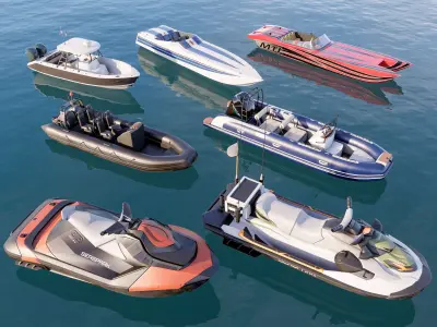 Motorboat speedboat collecttion 3D model