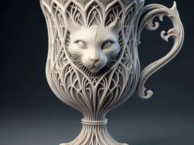 Gothic Cat Chalice Mug 3D print model