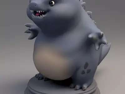 Godzilla statue Low-poly 3D model