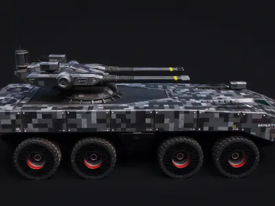 Tank Model Military Si-Fi Dual Source Files Attached 4K Textures Low-poly 3D model