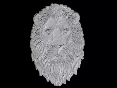 Majestic Lion Head Sculpture Relief 3D print model