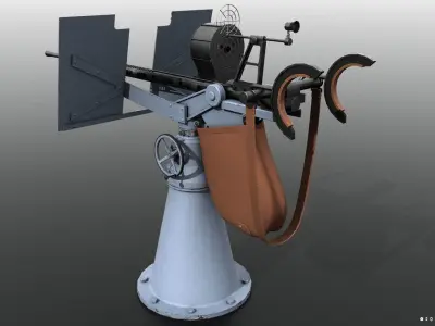 Oerlikon 20mm anti-aircraft gun Free low-poly 3D model