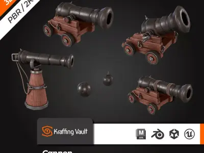 Cannon  Low-poly 3D model purchase