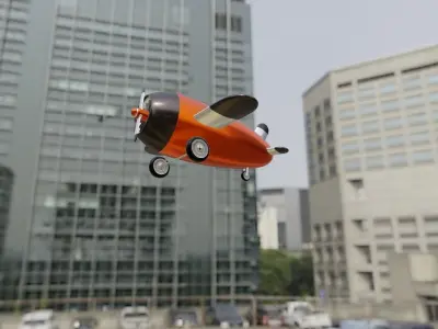 Cute Aeroplan Cartoon low poly 3d model Low-poly 3D model