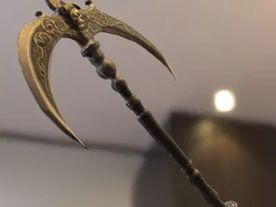 Dark Skull Battle Scythe Low-poly 3D model