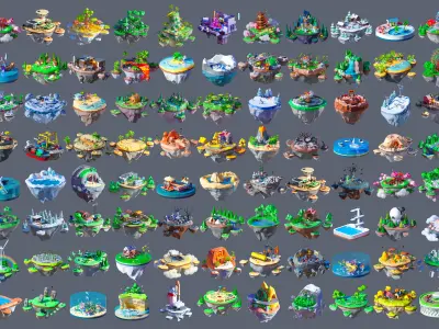 Worlds Islands Low-poly 3D model