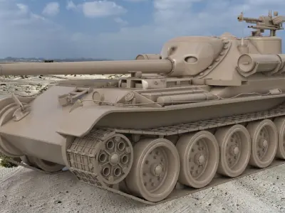 Tank Uralmash SU 101  Clay VRay 3D model