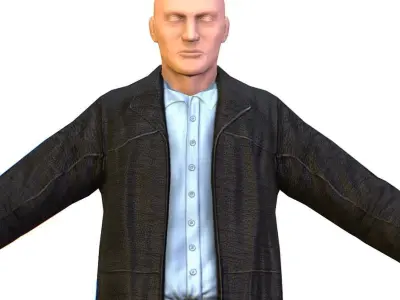LowPoly Man Body Leather Jacket Low-poly 3D model