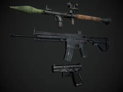 Realistic Weapons Collection Low-poly 3D model