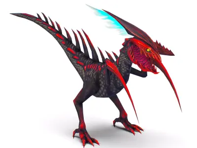 Low Poly Monster Black Alien Dino Low-poly 3D model