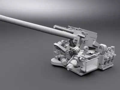 5 inch 25 caliber 2 Scale model 3D print model