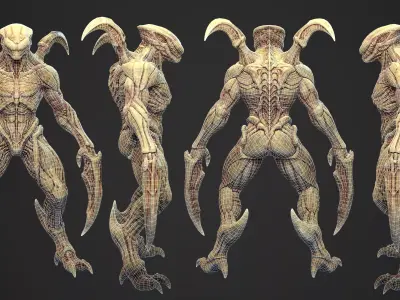 Alien Hunter  -  Enemy 3D Horror Character Game Ready Low Poly Low-poly 3D model
