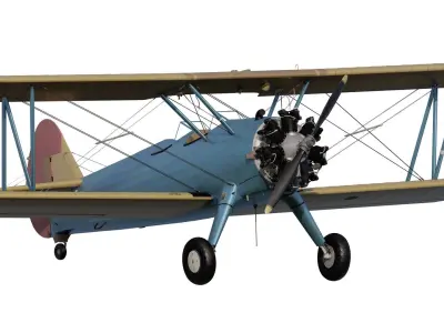 1940S AMERICAN BIPLANE 3D model