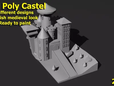 Low Poly Castle 2 harry potter Low-poly 3D model