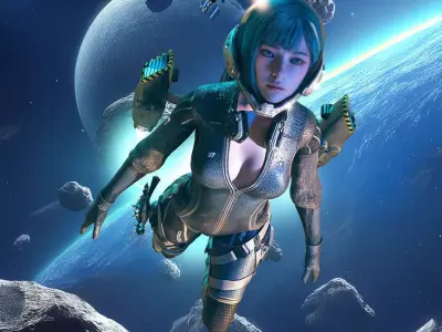 Astro Space Girl 3d Model Low-poly 3D model