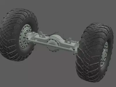 Bus Or Truck Back Part Wheel Set 3D Model Low-poly 3D model