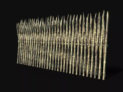 BAMBOO PALISADE WALLS FENCE SURVIVAL FORT GUARD AAA CONSTRUCTION Low-poly 3D model