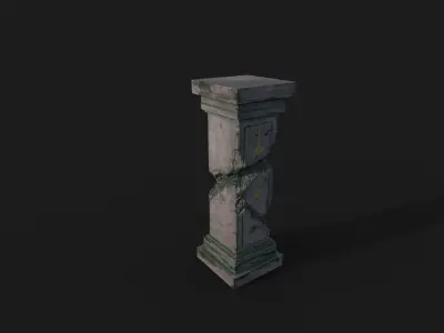 Cracked Pillar Low-poly 3D model