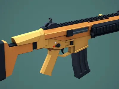 Stylized Modular ACR Rifle Low Poly Mobile Ready Low-poly 3D model