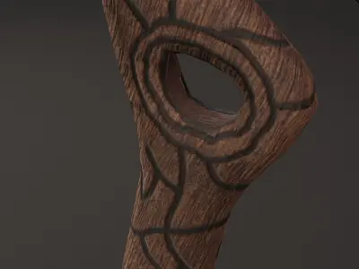 WOODEN WAND Low-poly 3D model