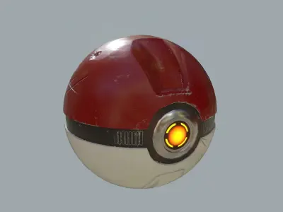 Stylised Pokeball PBR Low-poly 3D model