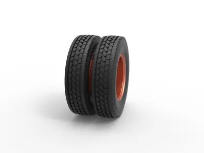 Rear 5 spoke wheel of old school truck Scale 1 to 25 3D print model
