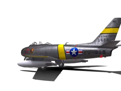 North American F-86 Sabre Low-poly PBR Low-poly 3D model