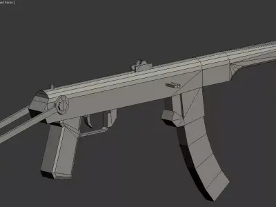PPS-43 SMG Low-poly 3D model