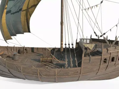 Ancient large sailboats 3D model