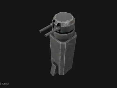 Scifi militarybase turret Low-poly 3D model