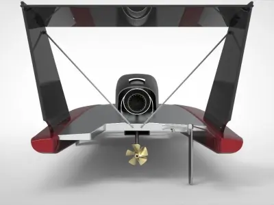 Hydroplane Boat Low-poly 3D model