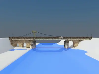 Chain Bridge Kutaisi Low-poly 3D model
