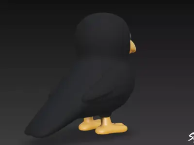 Cartoon Plush Crow Low-poly 3D model