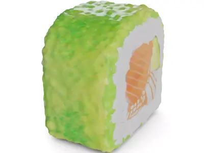 Sushi Smoked salmon crab sticks masago caviar cucumber mayonn... Low-poly 3D model