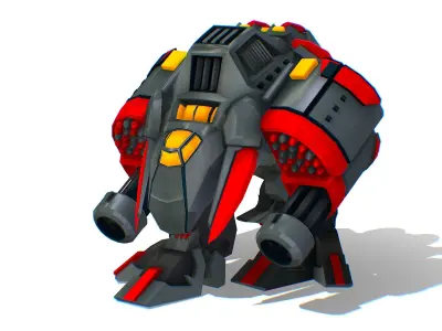 Animated Heavy Combat Robot Low-poly 3D model