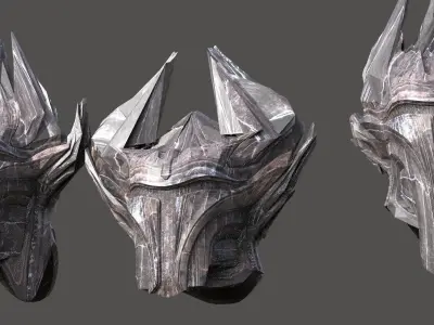 Sci Fi Fantasy Mandalorian style helmet 3 designs 3D model