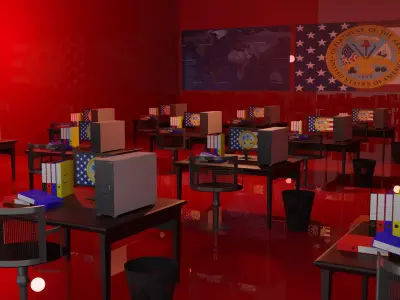 Military Control Room Low-poly 3D model