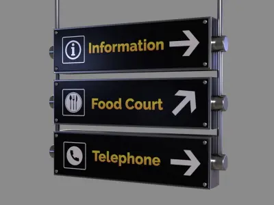 Airport Sign Board 005 Low-poly 3D model