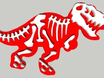 Dinosaur with bones Cookie Cutter 3D print model