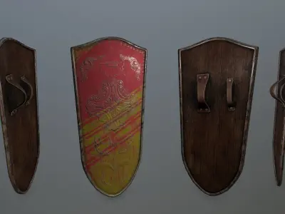 shield set roman soldier holding and sword Low-poly 3D model