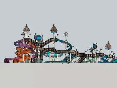 Water Park Slide Complex 13 3D model