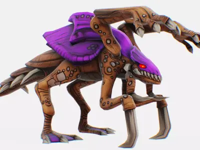 Alien Flea Monster Insect Creature Bug Lowpoly Zergling Low-poly 3D model