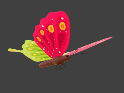 Butterfly Wing Flapping 7 Animated Low-poly 3D model