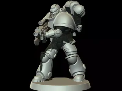 Sci-Fi Heavy Trooper STL Modular Power Armor 32mm Miniature V4 3D print model