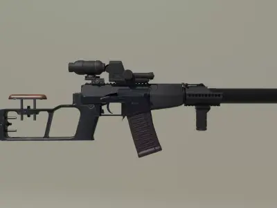 VSS Vintorez Suppresed Tactical Sniper Rifle Low-poly 3D model