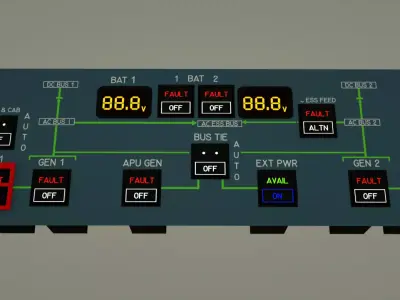 Airbus A320 Overhead Electrical Panel Low-poly 3D model