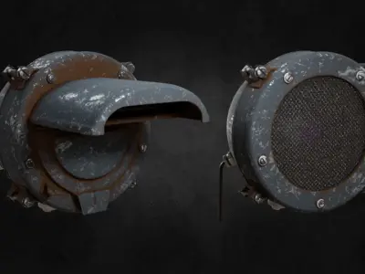 Tank Headlight low-poly 3d model set Low-poly 3D model