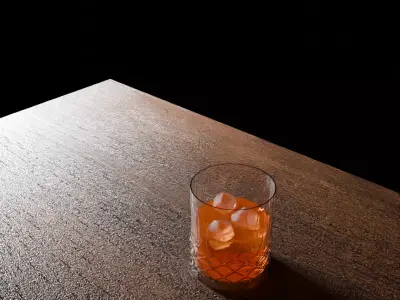 Whisky glass with ice cubes Free 3D model