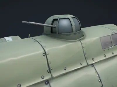 B-17 Hand-Painted Low-poly 3D model